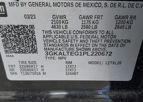 2023 GMC Terrain Awd Sle z USA, uszkodzony, nr VIN 3GKALTEG1PL220672